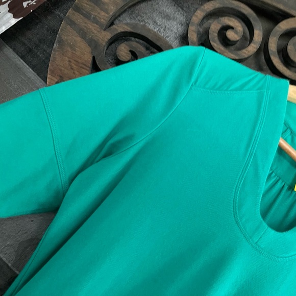 Lole Tunic Shirt Dress Mini Green V Neck Draw String Waist Short Sleeve - Picture 11 of 13